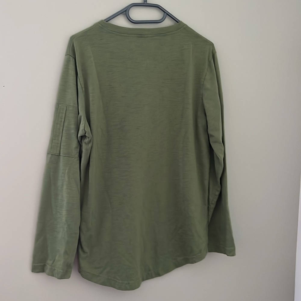 Olive Green Long Sleeve Utility Shirt Zip Sleeve Pocket Size L - Picture 2 of 6